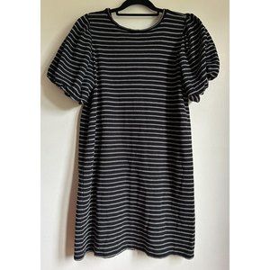 Loft Beach Dress Women’s Size Medium Cotton Blend Puff Sleeves Tie Detail